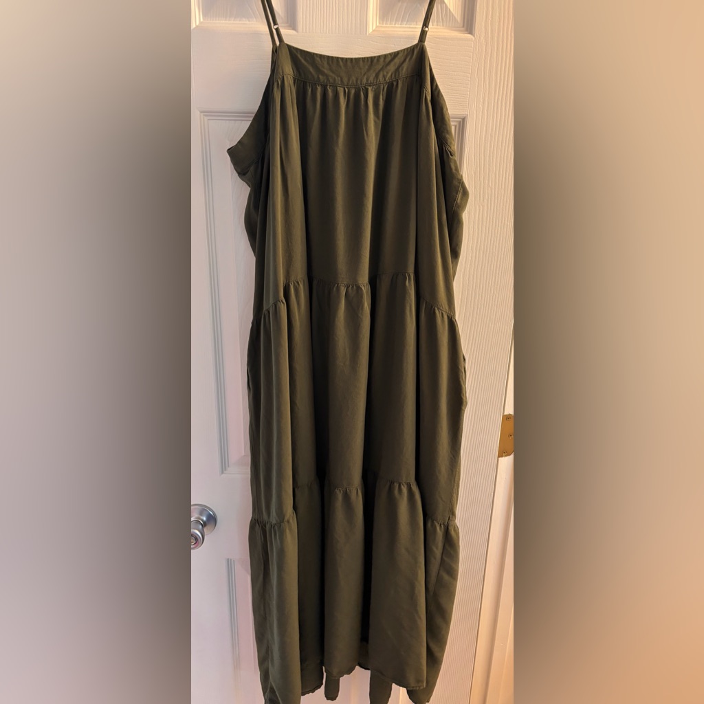 Time And Tru Dark Green Tiered Maxi Dress